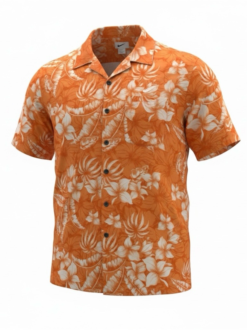 Panama Jack Orange Floral Hawaiian Button-Down Short Sleeve Shirt Tropical A123